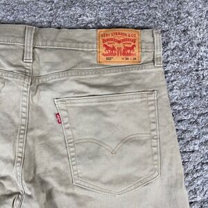 Levi's 502 Jeans Mens 36x34 Tan Khaki Denim Regular Fit Taper Stretch Workwear